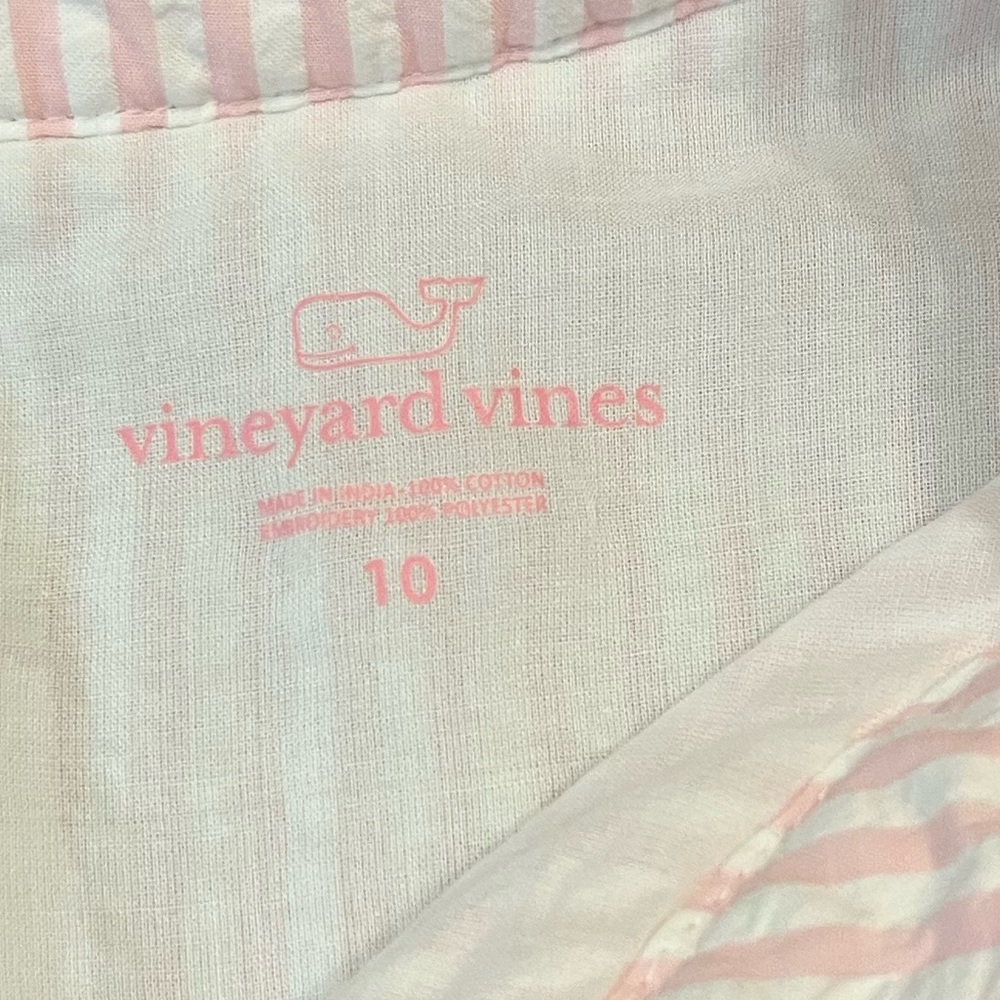 💖 Vineyard Vines Girls Seersucker Dress | Sleeveless | Pink and White | Size 10 - Picture 7 of 11